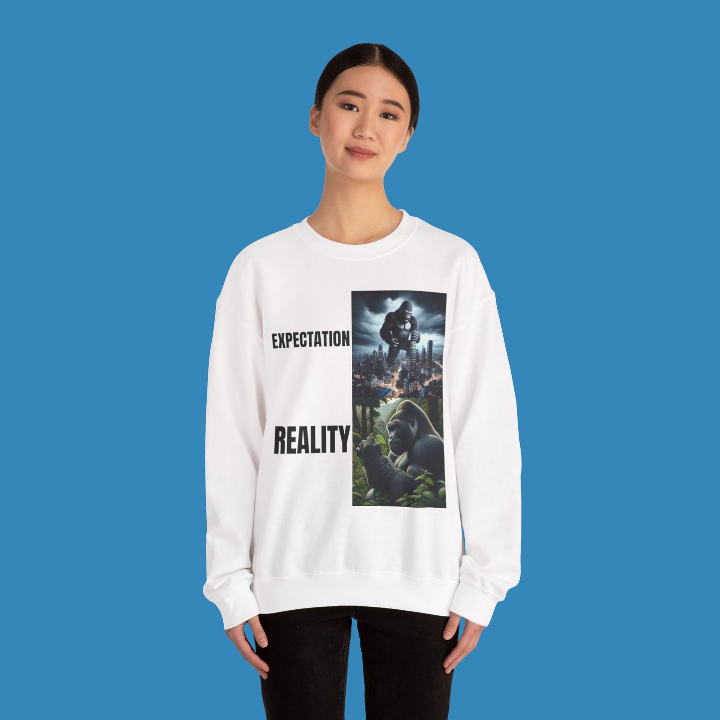 Expectation vs Reality Gorilla Sweatshirt - Unisex Heavy Blend Crewneck