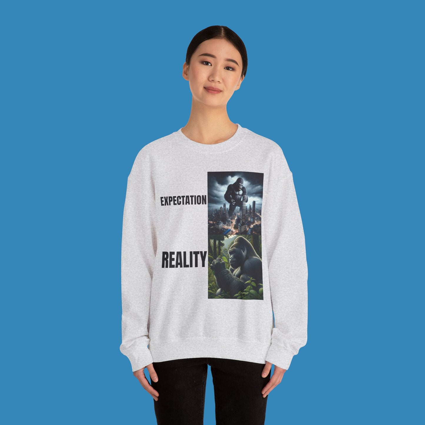 Expectation vs Reality Gorilla Sweatshirt - Unisex Heavy Blend Crewneck